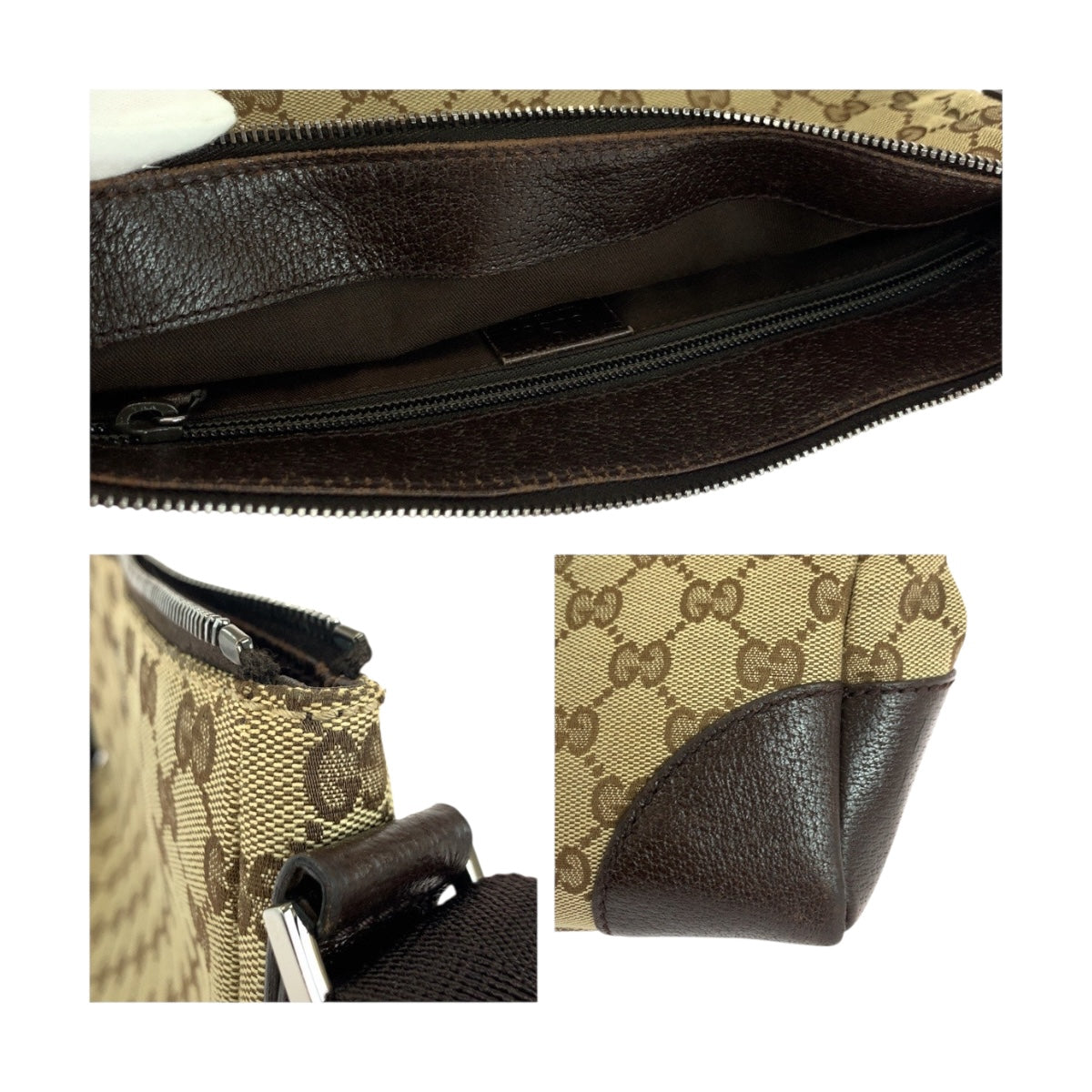 GUCCI Shoulder Bag 114273 GG canvas Beige Brown SilverMetal
