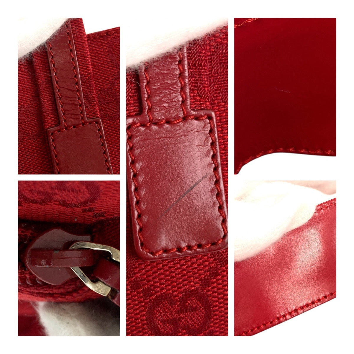 GUCCI Tote Bag 002 1079 GG canvas Red Silver Metal