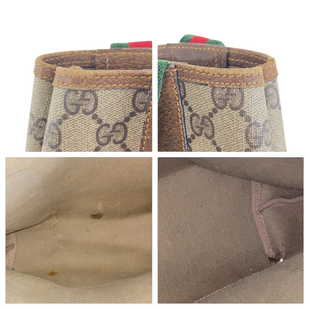 GUCCI Tote Bag 378 02 003 GG Supreme Canvas Beige Multicolor Gold Metal Old Gucci Shelly Line