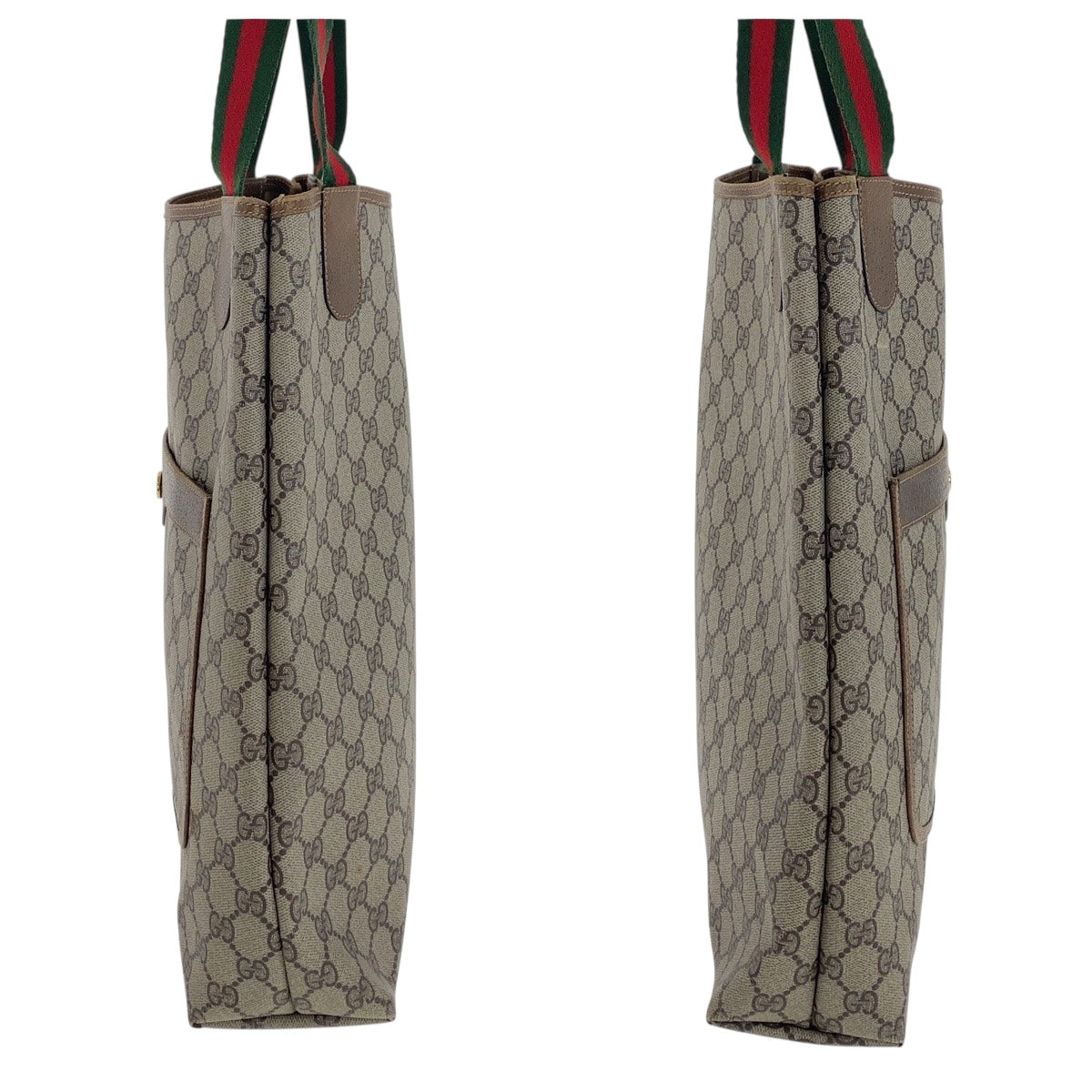 GUCCI Tote Bag 378 02 003 GG Supreme Canvas Beige Multicolor Gold Metal Old Gucci Shelly Line