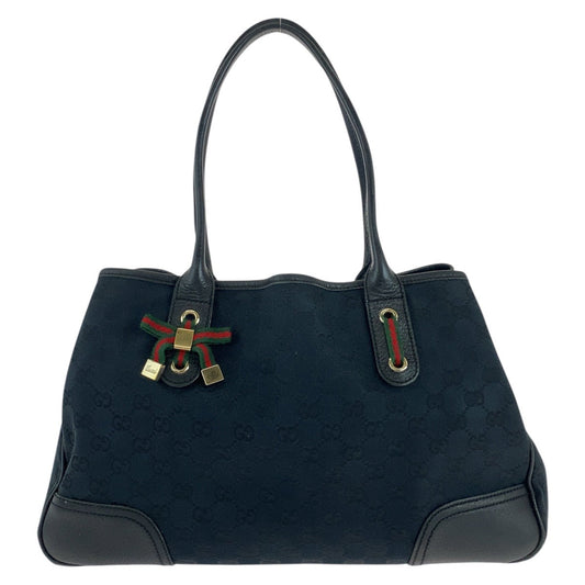 GUCCI Tote Bag 163805 GG canvas Black GoldMetal Sherry Line Princess