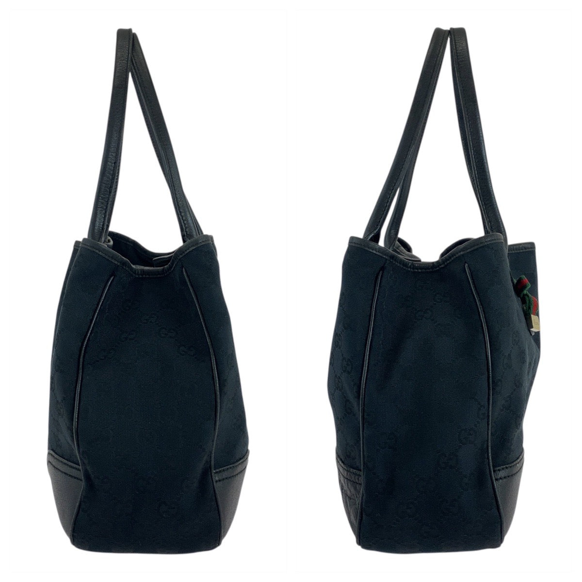 GUCCI Tote Bag 163805 GG canvas Black GoldMetal Sherry Line Princess