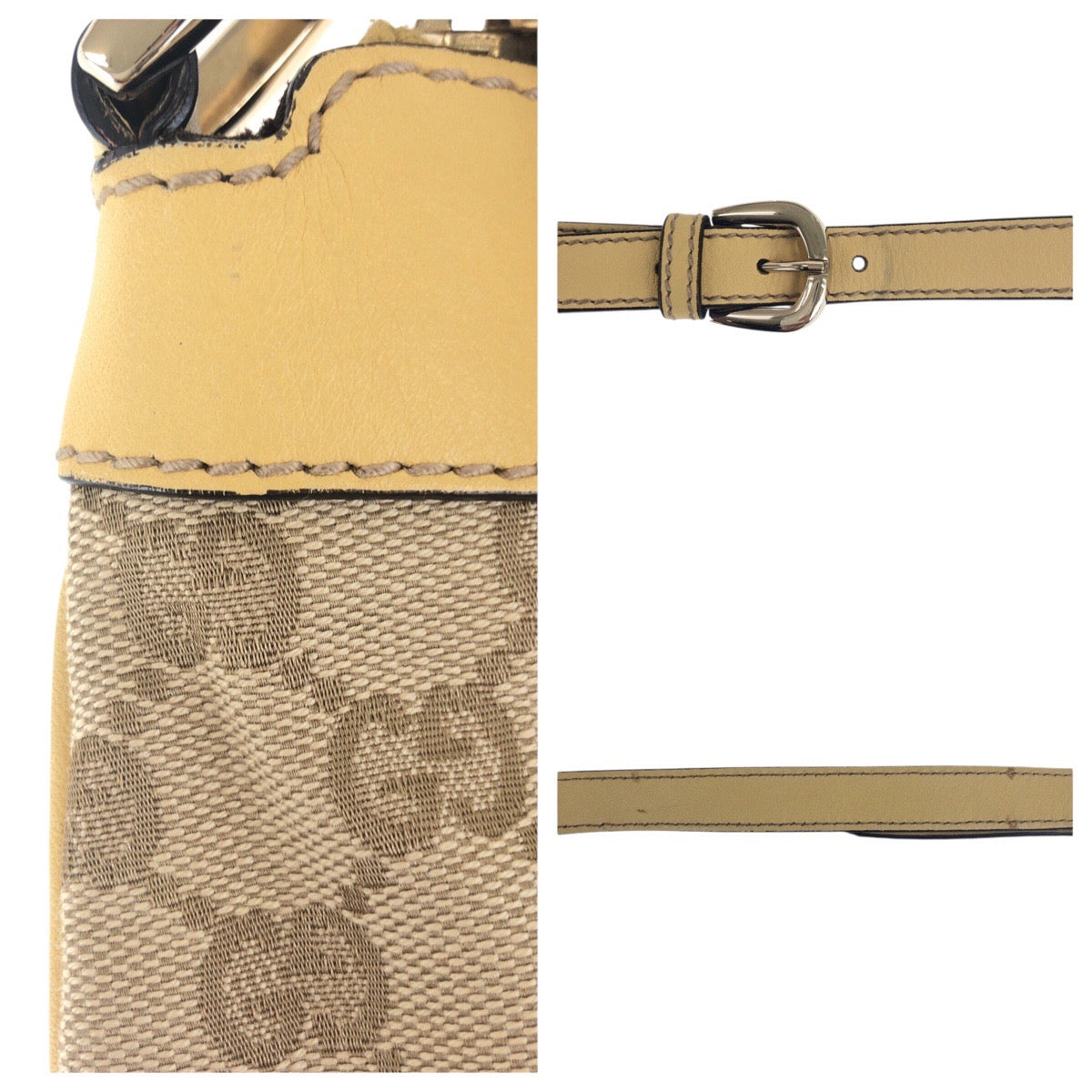 GUCCI Shoulder Bag 203257 GG canvas Beige Gold Metal