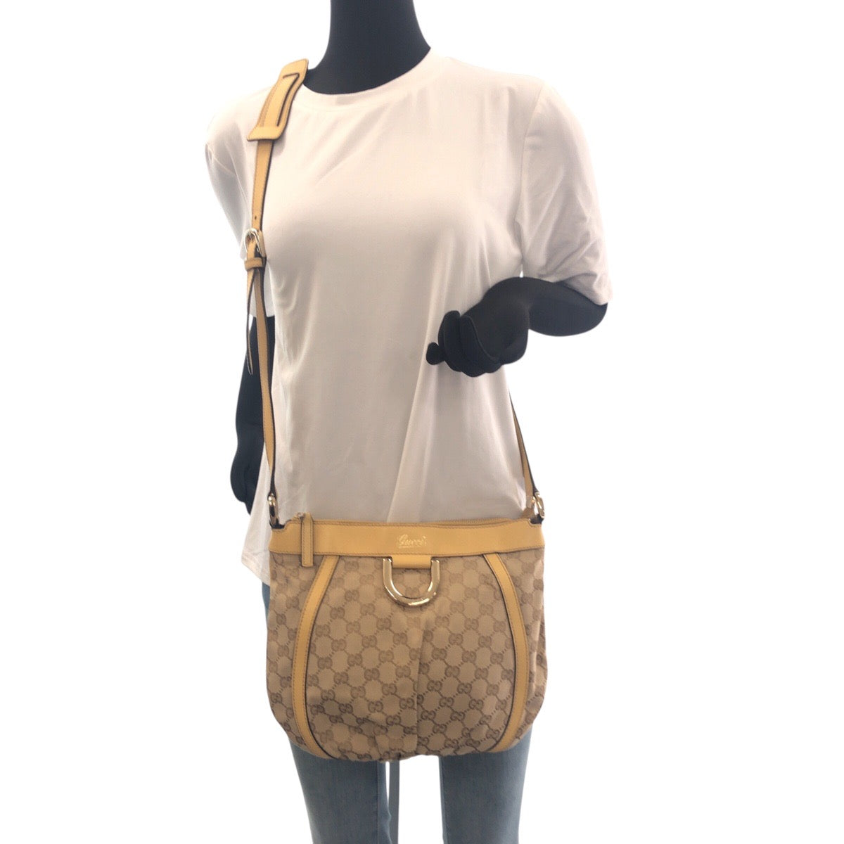 GUCCI Shoulder Bag 203257 GG canvas Beige Gold Metal