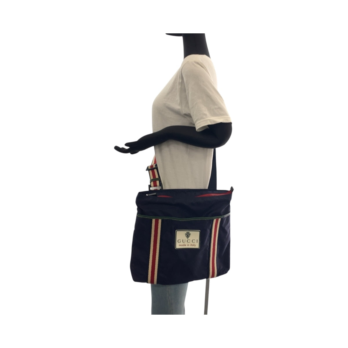 GUCCI Shoulder Bag 189662 Nylon Navy Crest