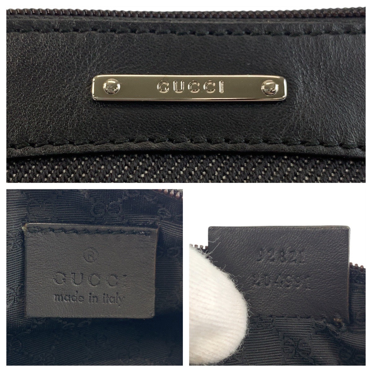 GUCCI Handbag 92821 canvas black Sherry line