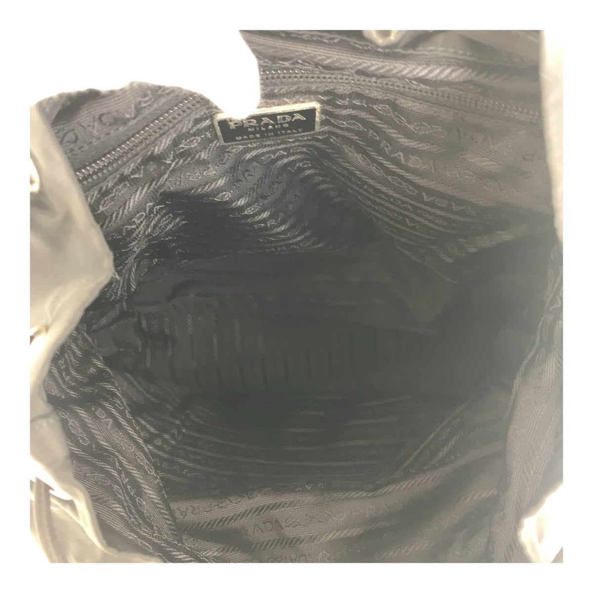 PRADA Backpack Nylon Black SilverMetal Test Triangle With logo