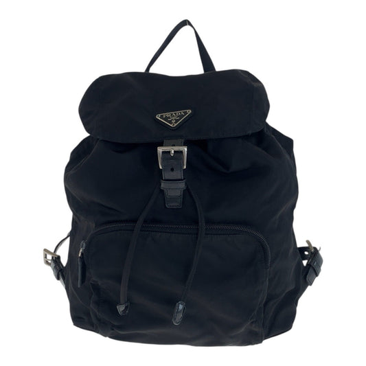 PRADA Backpack Nylon Black SilverMetal Test Triangle With logo