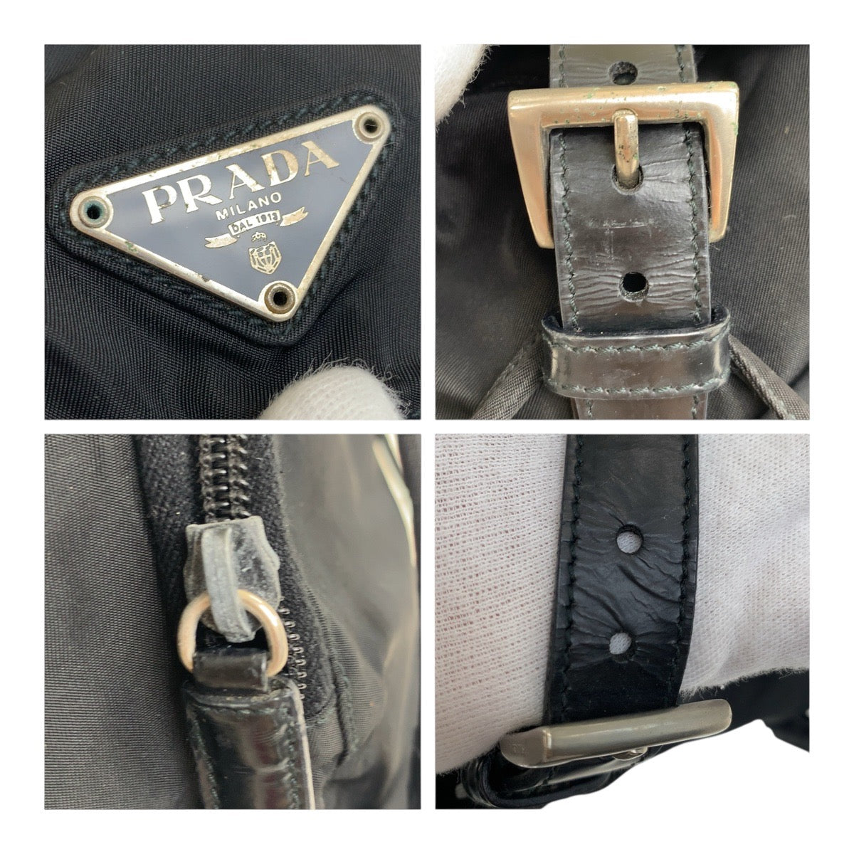 PRADA Backpack Nylon Black SilverMetal Test Triangle With logo