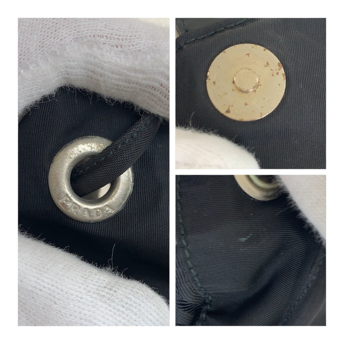 PRADA Backpack Nylon Black SilverMetal Test Triangle With logo