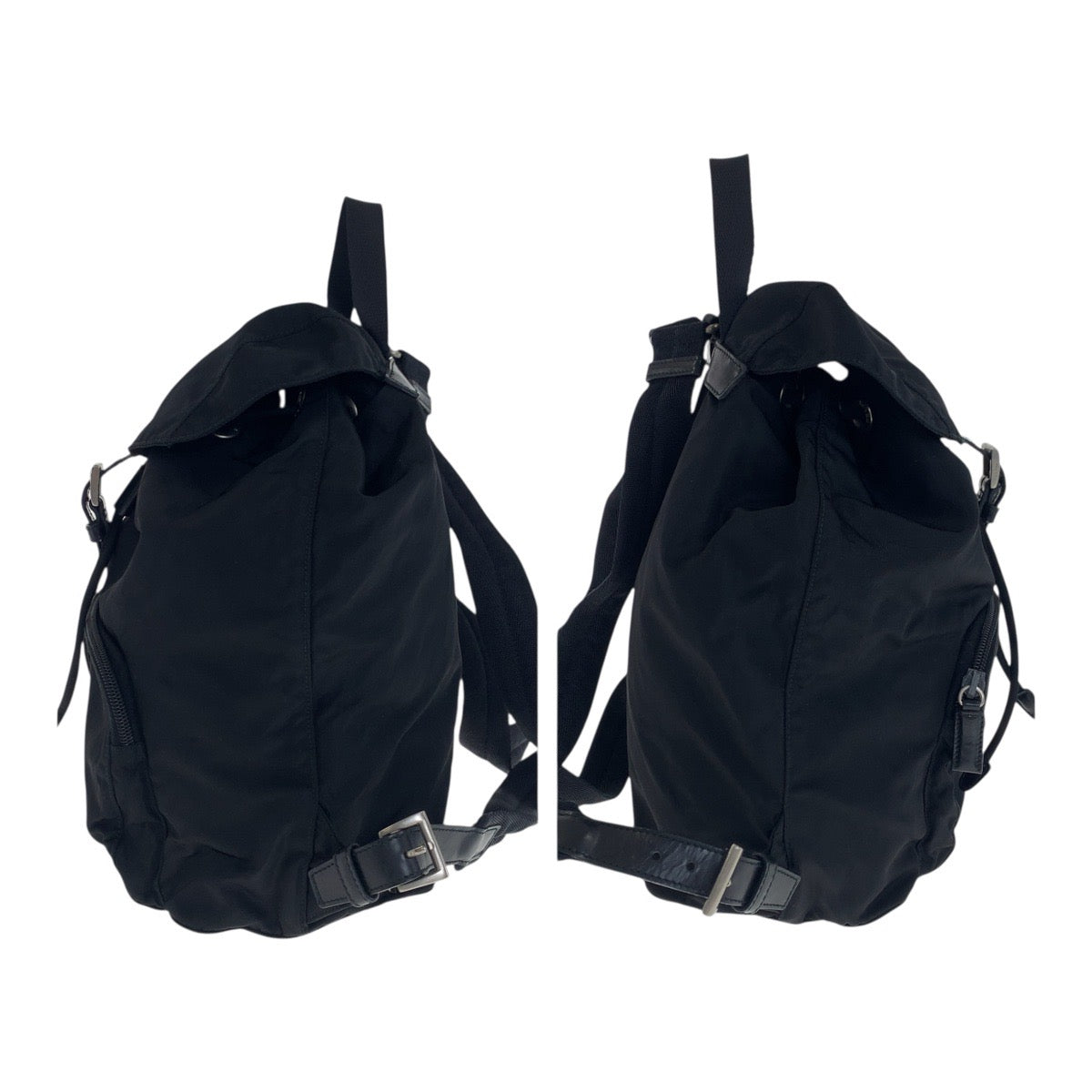 PRADA Backpack Nylon Black SilverMetal Test Triangle With logo