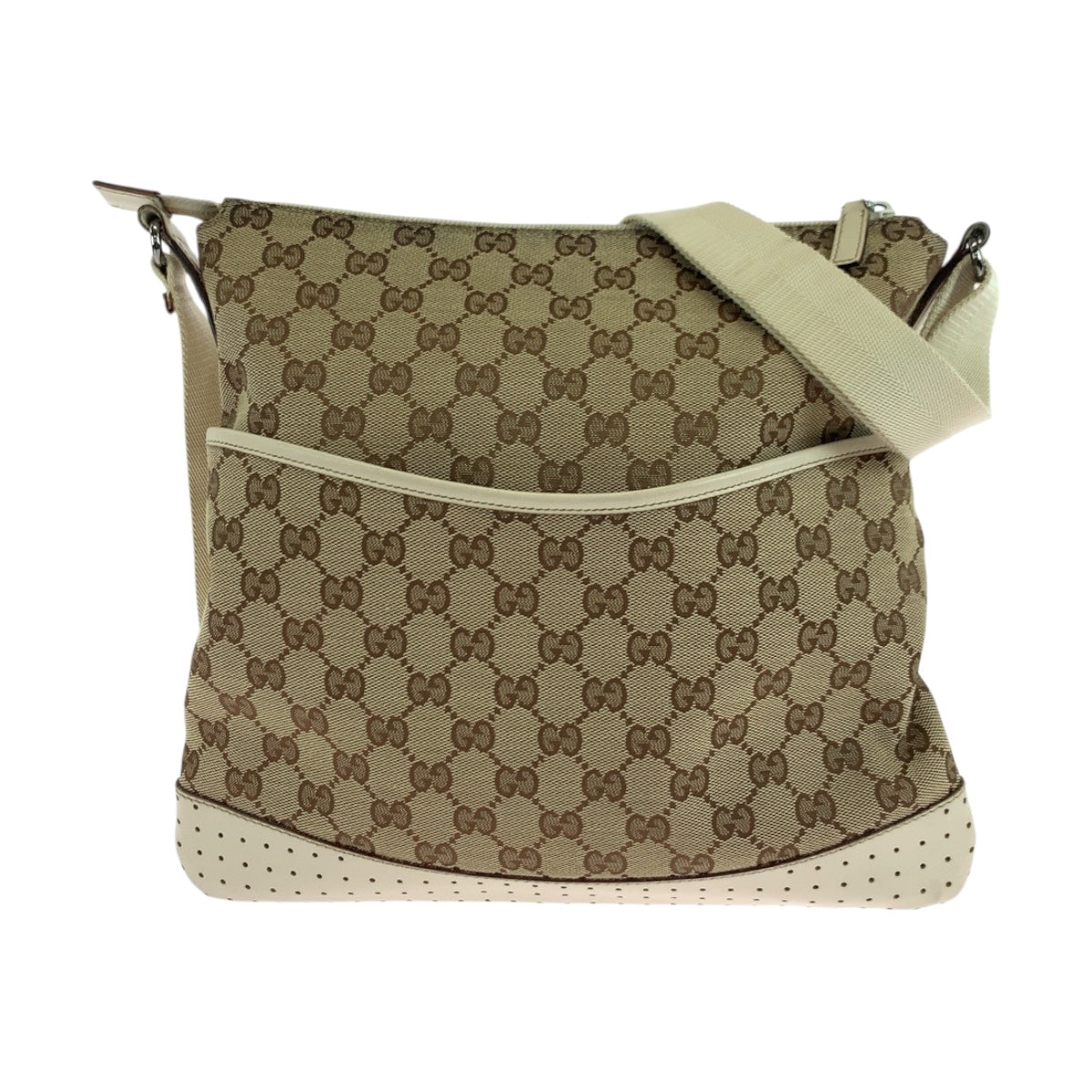 GUCCI Shoulder Bag 145857 GG canvas Beige Ivory SilverMetal