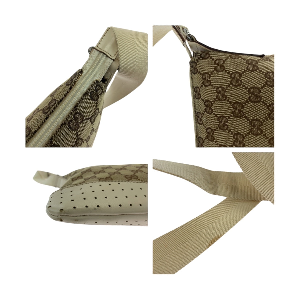 GUCCI Shoulder Bag 145857 GG canvas Beige Ivory SilverMetal
