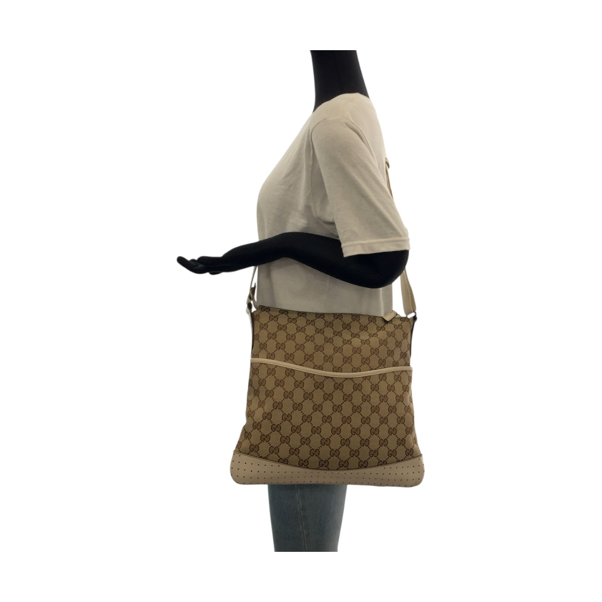GUCCI Shoulder Bag 145857 GG canvas Beige Ivory SilverMetal
