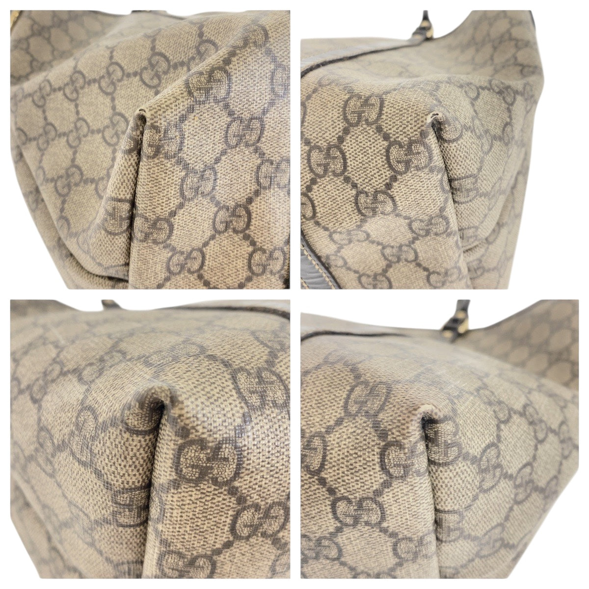 GUCCI Tote Bag 197953 GG Supreme Canvas Beige Brown Gold Metal