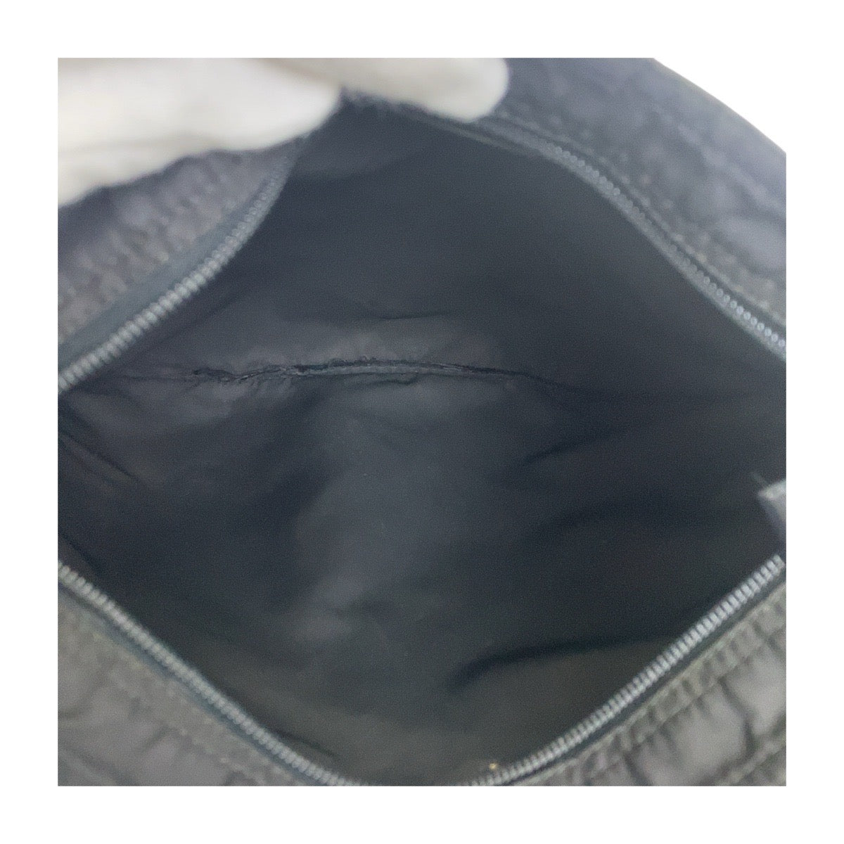 PRADA Shoulder Bag Nylon Black SilverMetal Test Triangle With logo