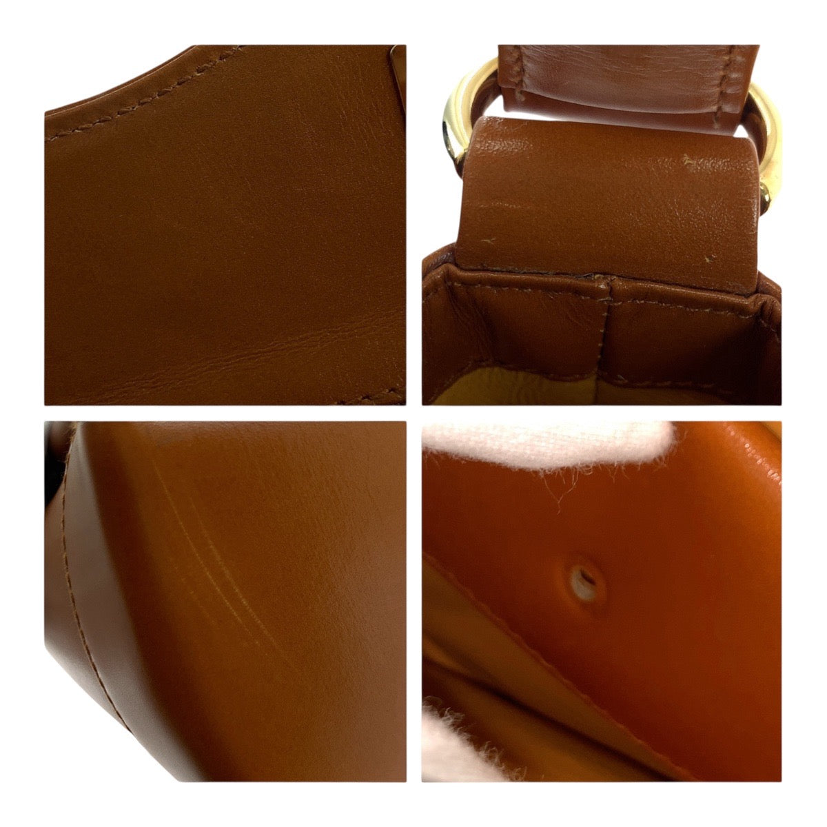 GUCCI Handbag 000 926 0175 leather Brown Gold Metal Bamboo
