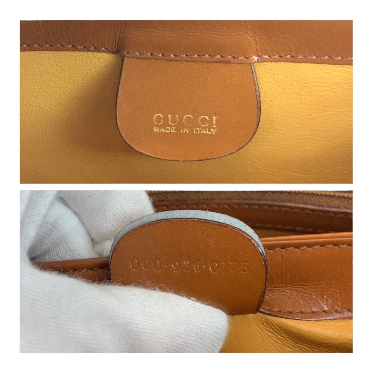 GUCCI Handbag 000 926 0175 leather Brown Gold Metal Bamboo