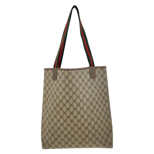 GUCCI Tote Bag 002 58 6487 GG Supreme Canvas Beige Multicolor Gold Metal Old Gucci Shelly Line