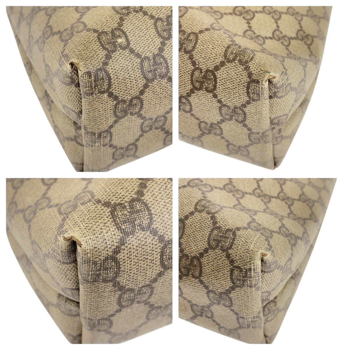GUCCI Tote Bag 002 58 6487 GG Supreme Canvas Beige Multicolor Gold Metal Old Gucci Shelly Line