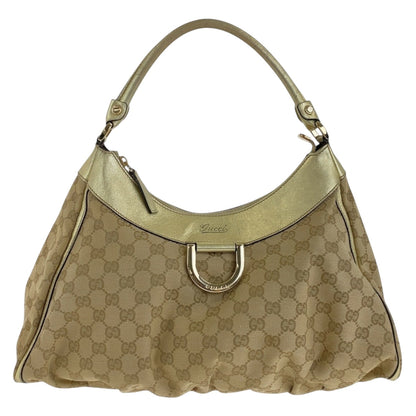 GUCCI Shoulder Bag 189833 GG canvas Beige Gold GoldMetal Abbey