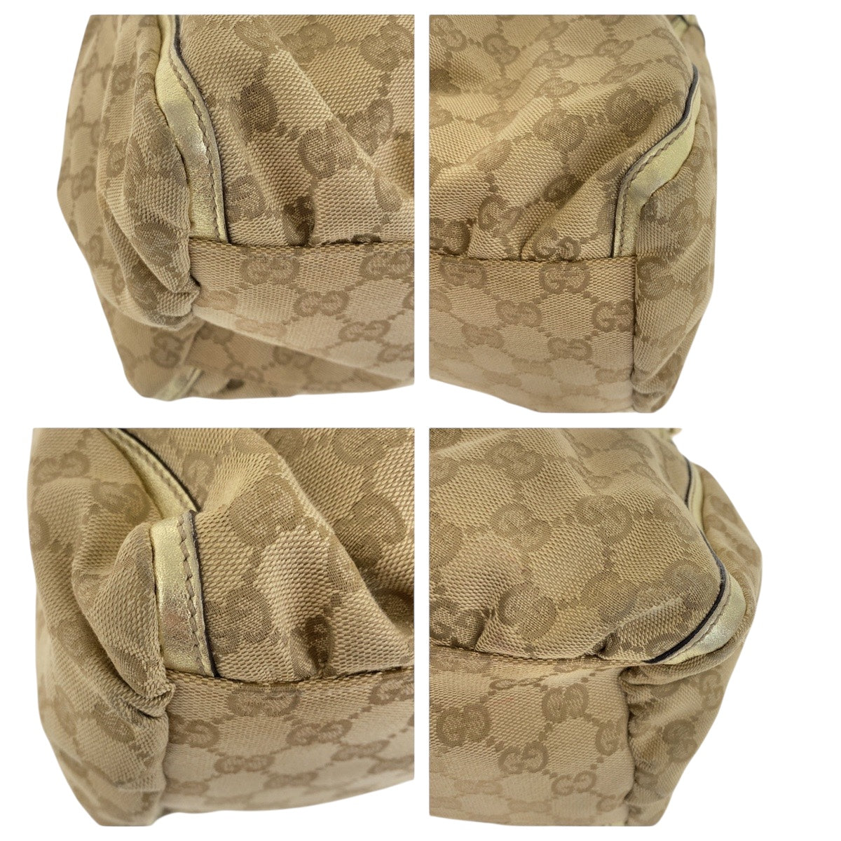 GUCCI Shoulder Bag 189833 GG canvas Beige Gold GoldMetal Abbey
