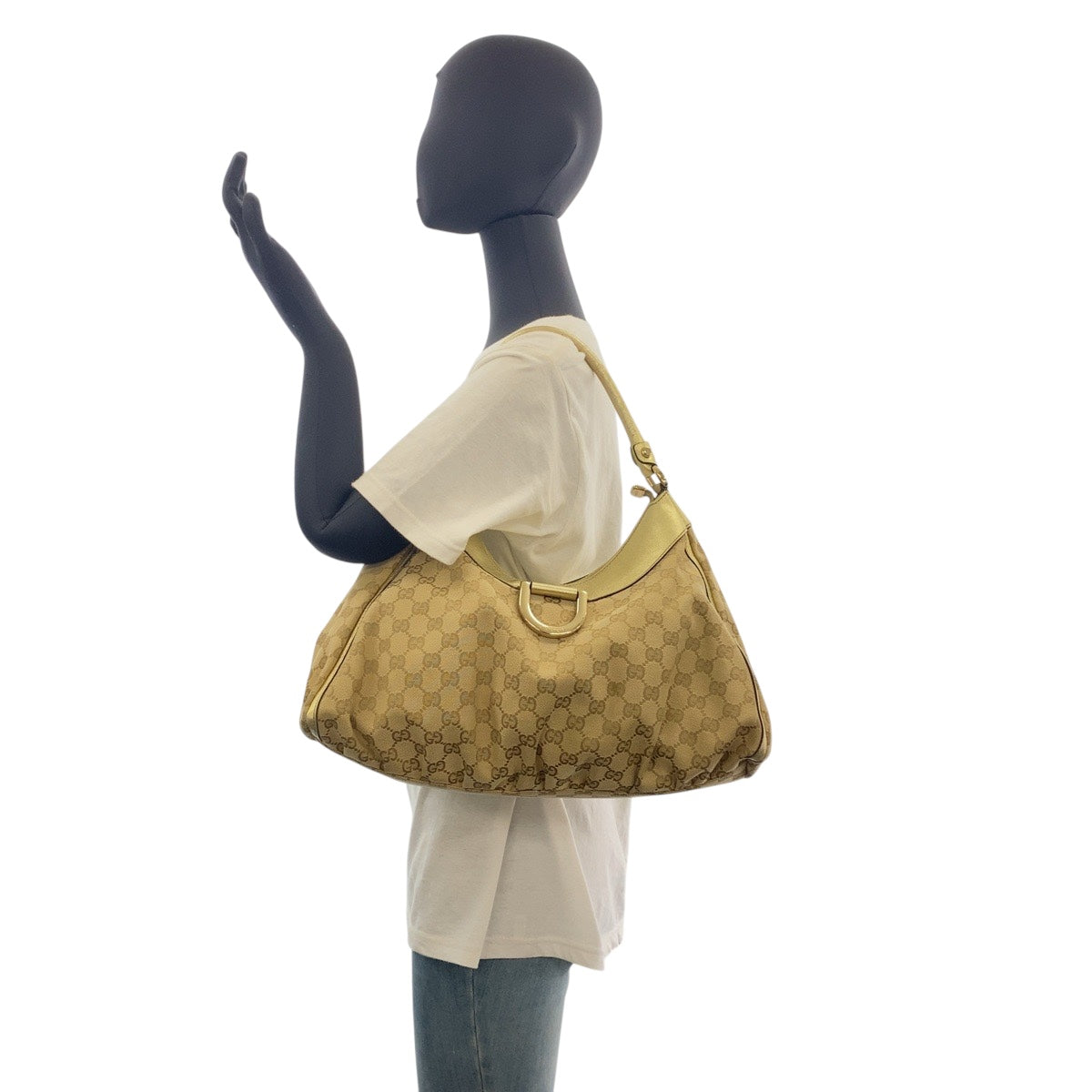 GUCCI Shoulder Bag 189833 GG canvas Beige Gold GoldMetal Abbey