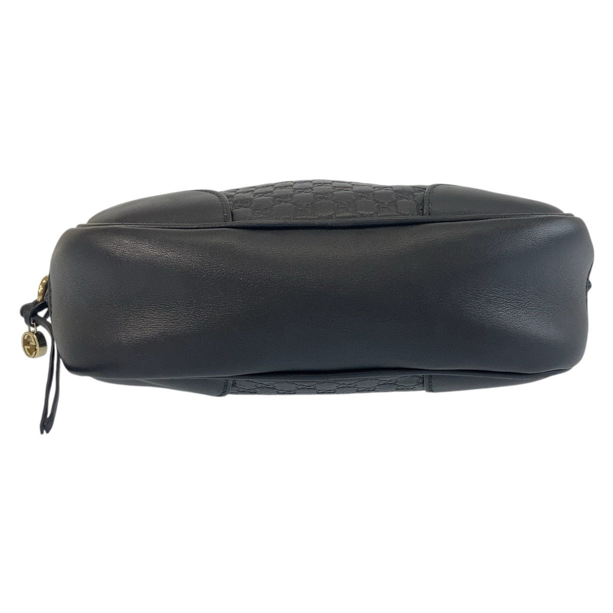 GUCCI Shoulder Bag 449418 leather Black GoldMetal Micro Guccissima Interlocking