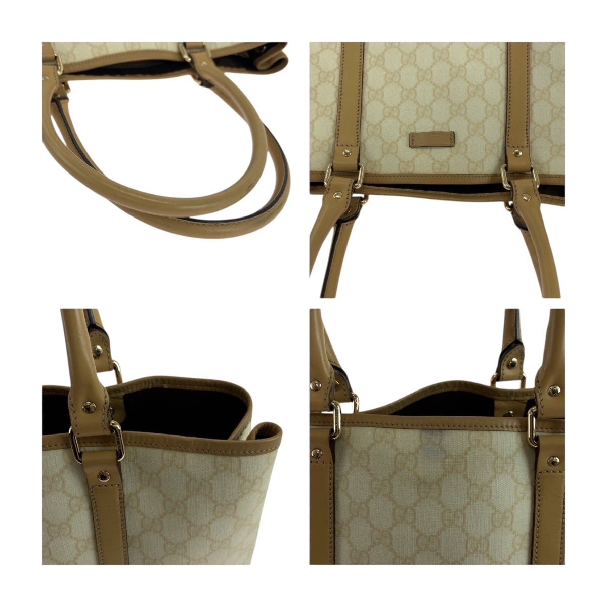 GUCCI Business bag 223668 GG Supreme Canvas Beige Brown Gold Metal