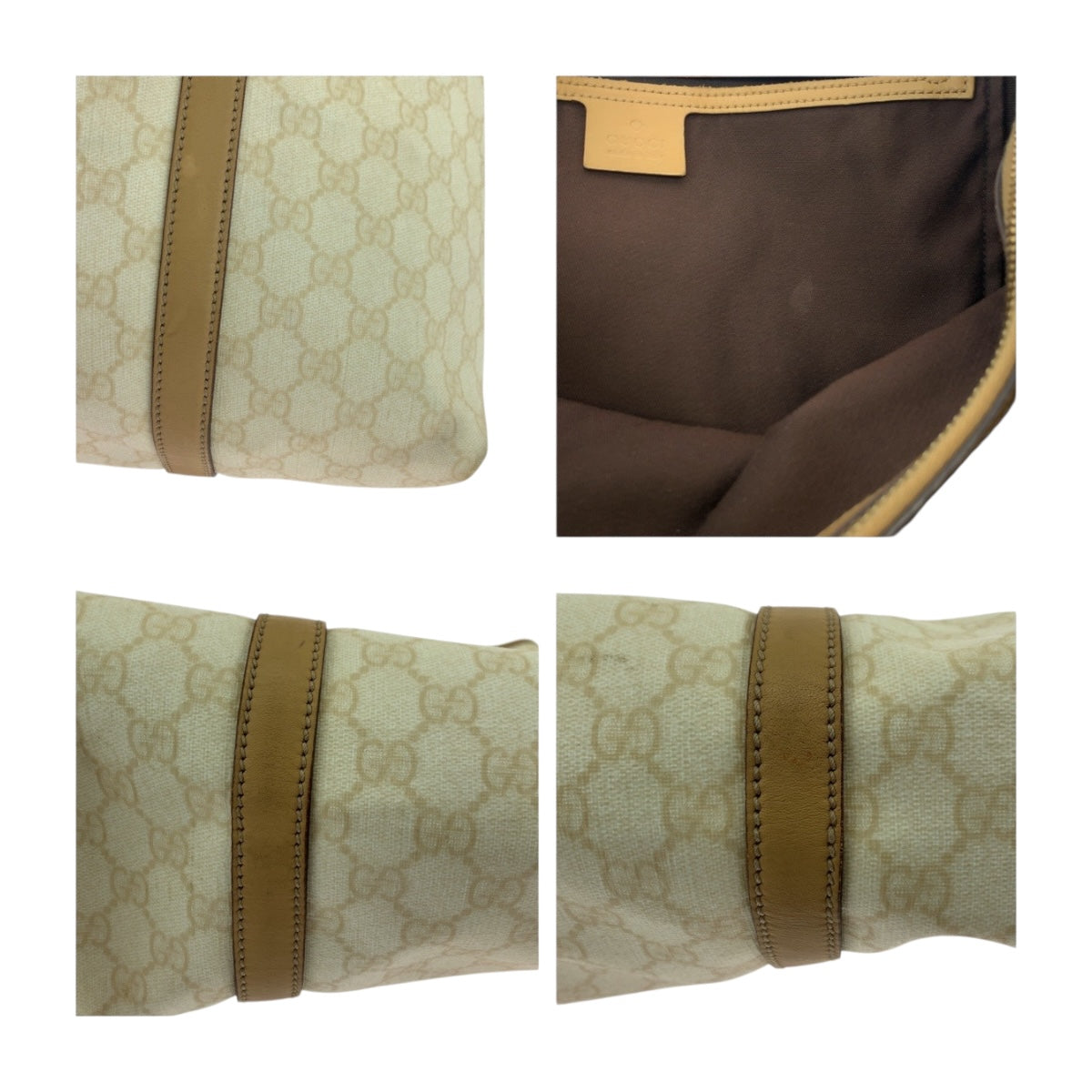 GUCCI Business bag 223668 GG Supreme Canvas Beige Brown Gold Metal