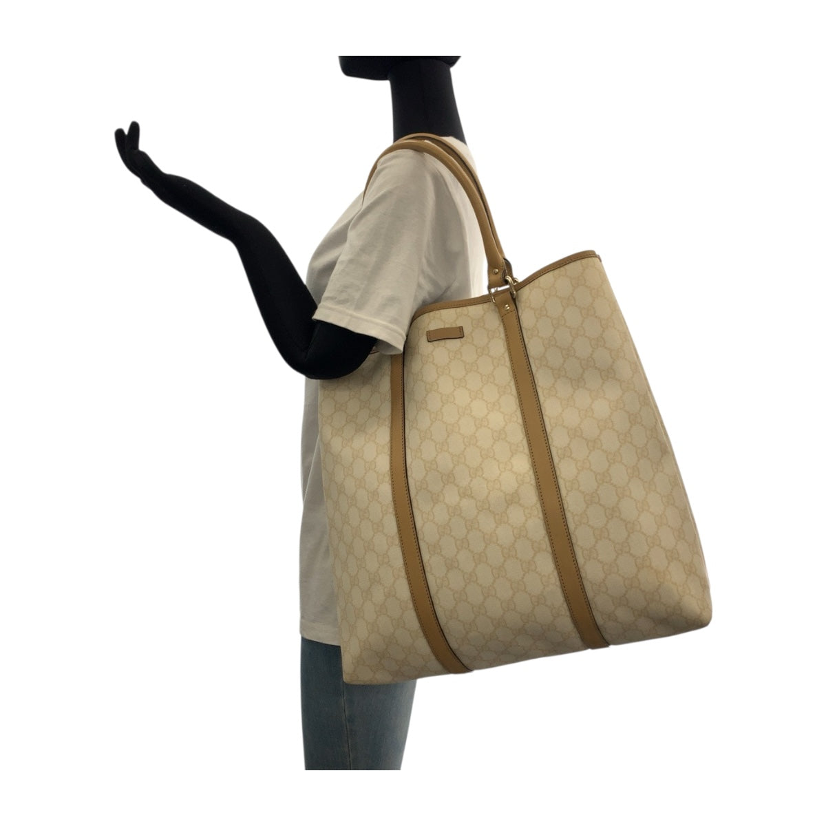 GUCCI Business bag 223668 GG Supreme Canvas Beige Brown Gold Metal