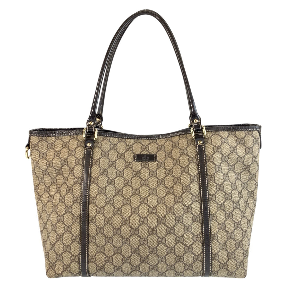 GUCCI Tote Bag 197953 GG Supreme Canvas Brown Gold Metal