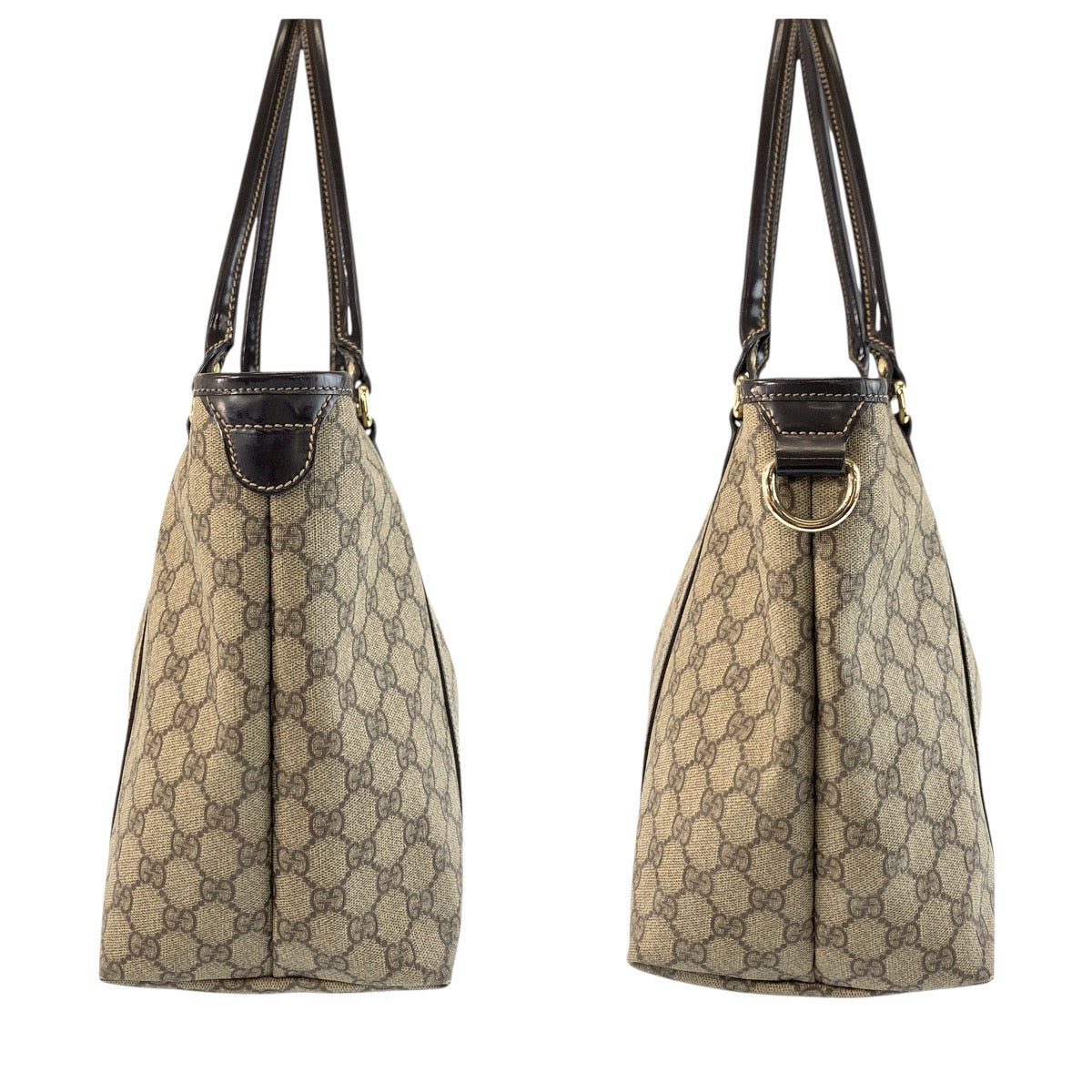 GUCCI Tote Bag 197953 GG Supreme Canvas Brown Gold Metal