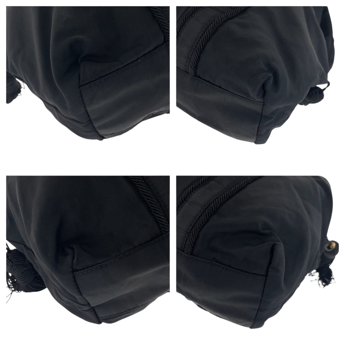 PRADA Shoulder Bag Nylon Black SilverMetal Test logo