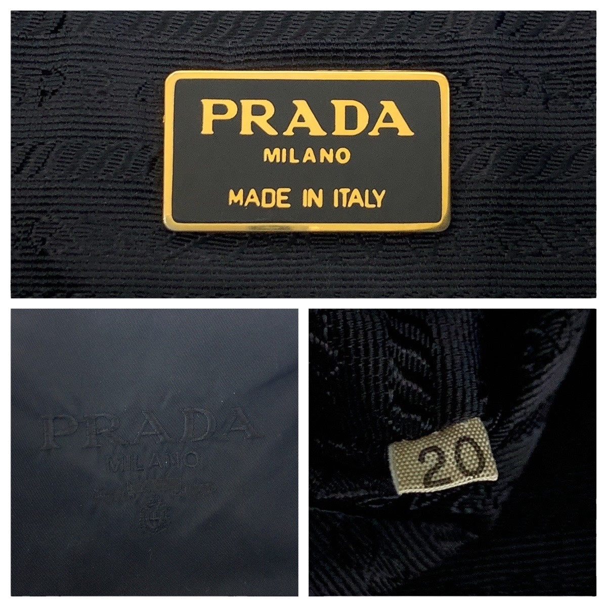 PRADA Shoulder Bag Nylon Black SilverMetal Test logo