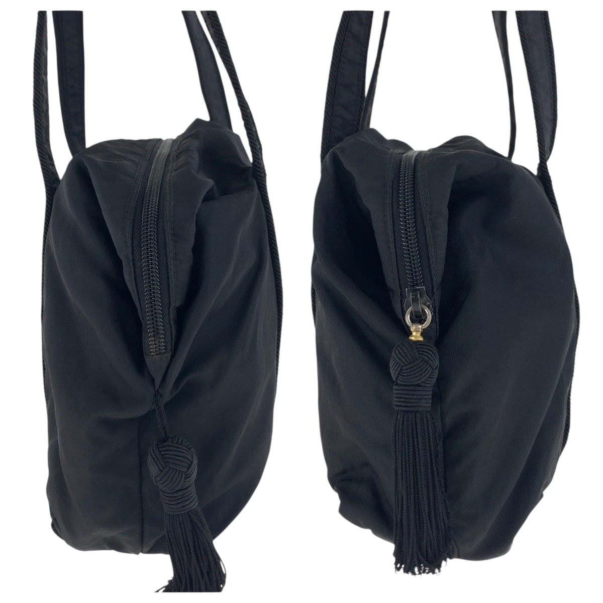 PRADA Shoulder Bag Nylon Black SilverMetal Test logo