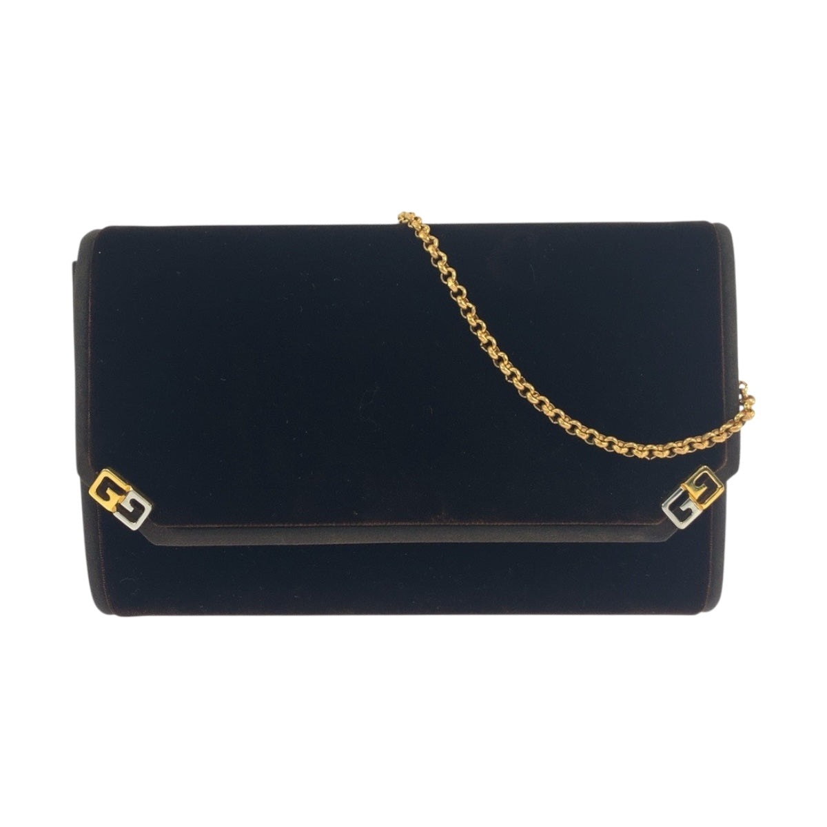 GUCCI Shoulder Bag Velor Brown Old Gucci Double G