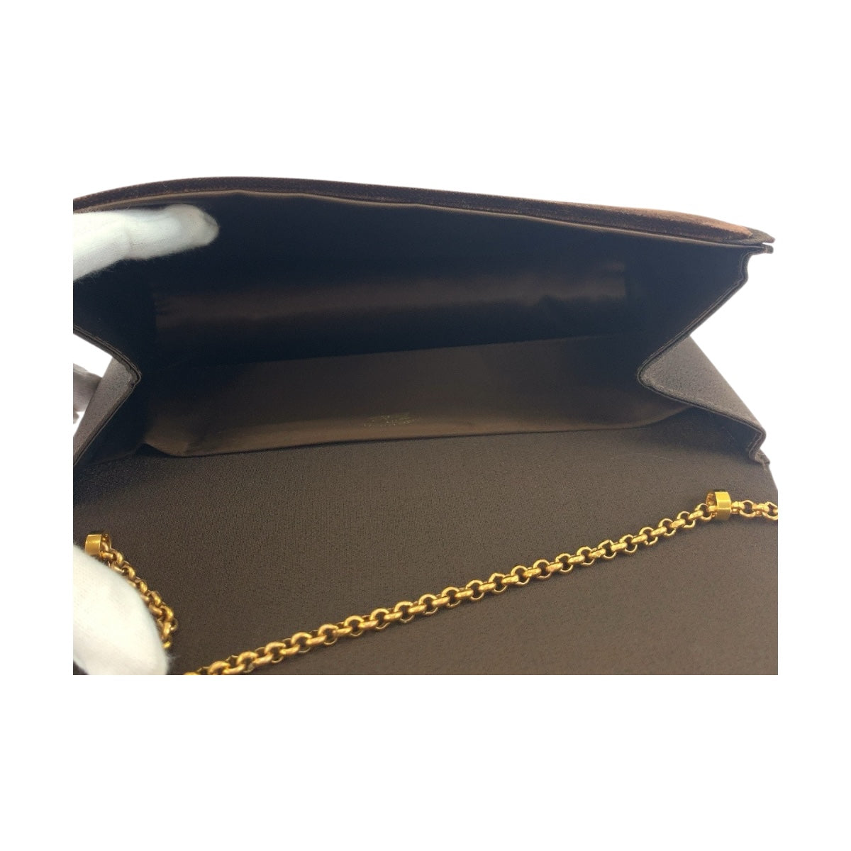 GUCCI Shoulder Bag Velor Brown Old Gucci Double G