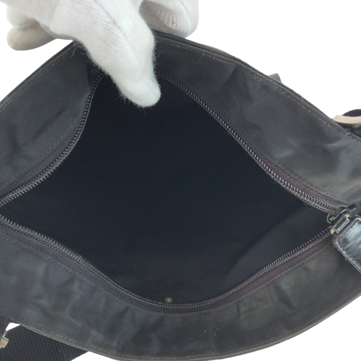 PRADA Shoulder Bag Nylon Black SilverMetal Test Triangle With logo