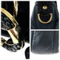 GUCCI Shoulder Bag 232931 leather Black Gold Metal Embossed Leather G Wave Hobo