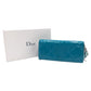 Dior Long Wallet Purse enamel Blue Silver Metal Canage Logo charm