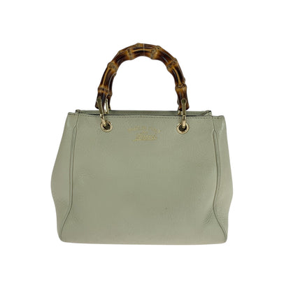 GUCCI Handbag 368823 leather Ivory Brown Gold Metal Bamboo