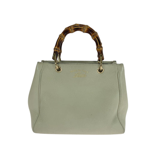 GUCCI Handbag 368823 leather Ivory Brown Gold Metal Bamboo