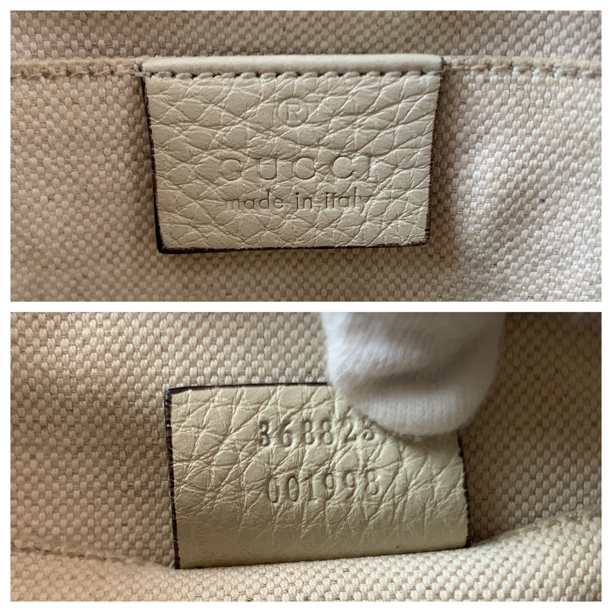 GUCCI Handbag 368823 leather Ivory Brown Gold Metal Bamboo