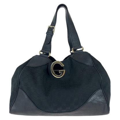 GUCCI Tote Bag 223972 GG canvas Black Silver Metal