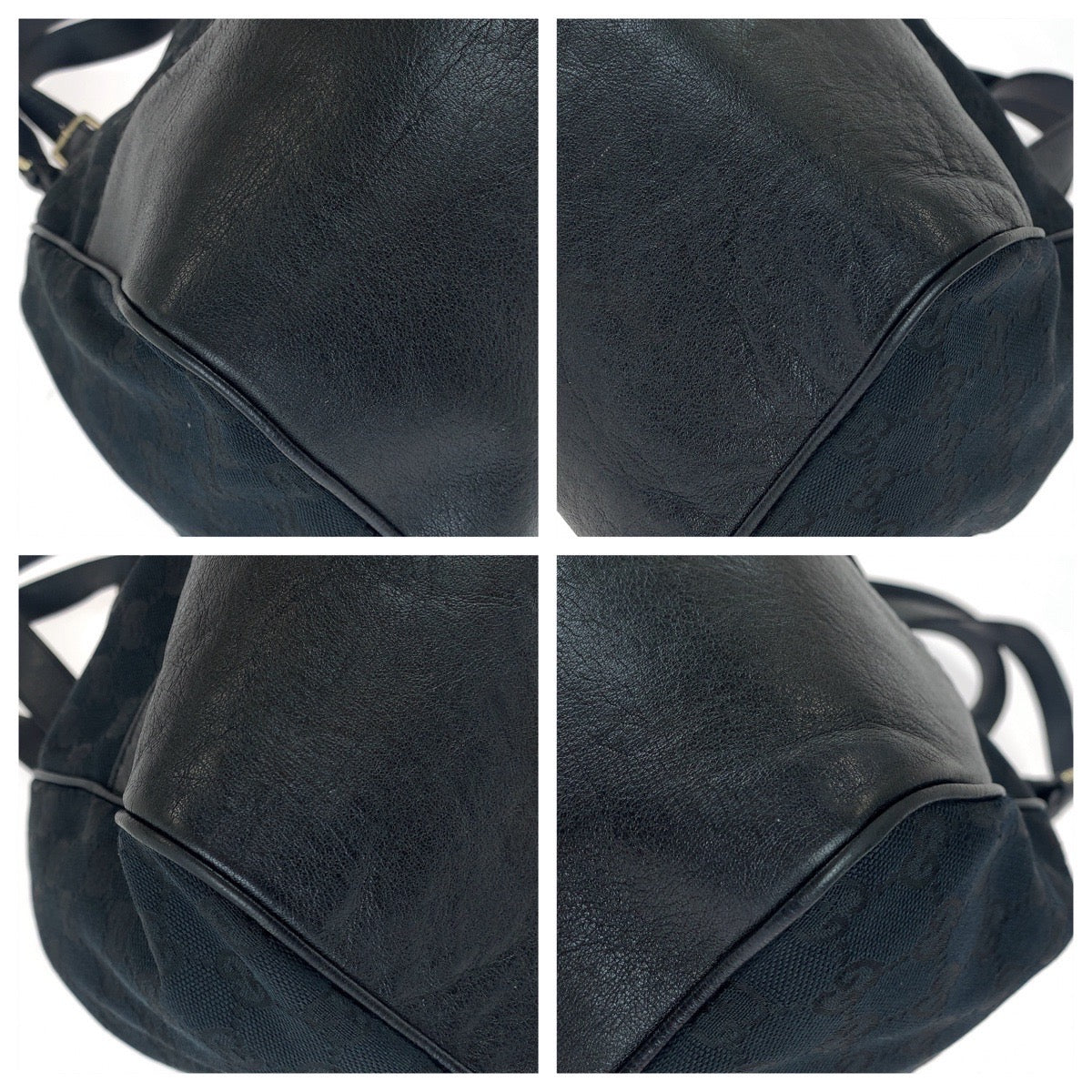 GUCCI Tote Bag 223972 GG canvas Black Silver Metal