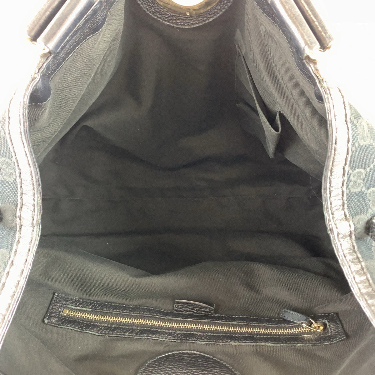 GUCCI Tote Bag 223972 GG canvas Black Silver Metal