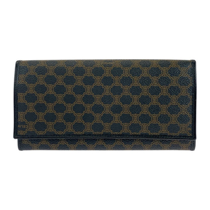 CELINE Long Wallet Purse M/99/1 PVC Brown Black Gold Metal Macadam