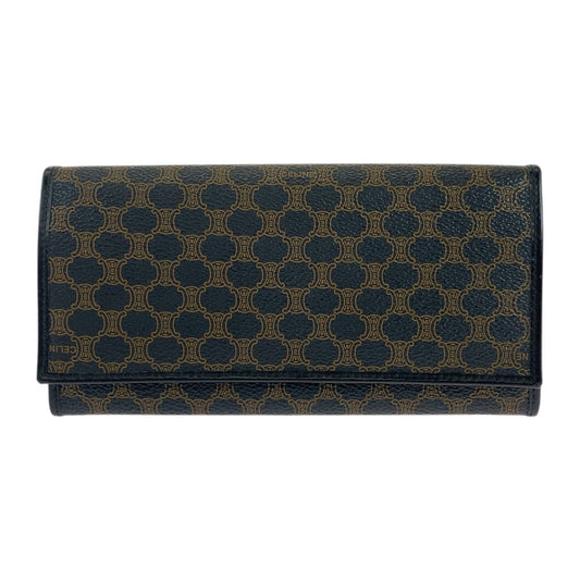 CELINE Long Wallet Purse M/99/1 PVC Brown Black Gold Metal Macadam