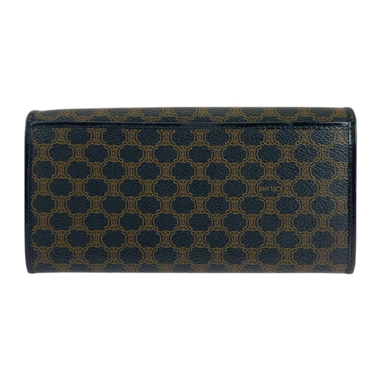 CELINE Long Wallet Purse M/99/1 PVC Brown Black Gold Metal Macadam